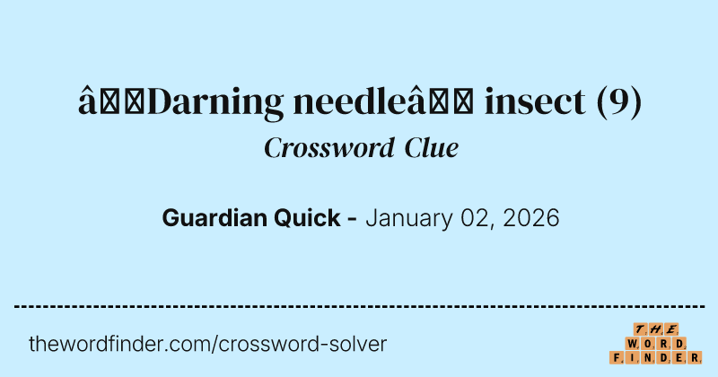 ‘Darning needle’ insect crossword clue image