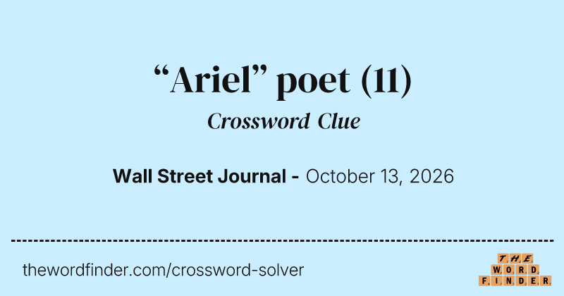 “Ariel” poet crossword clue image