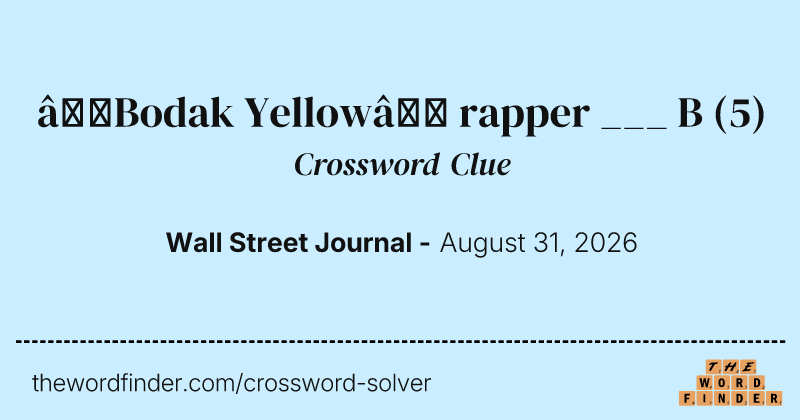 “Bodak Yellow” rapper ___ B crossword clue image