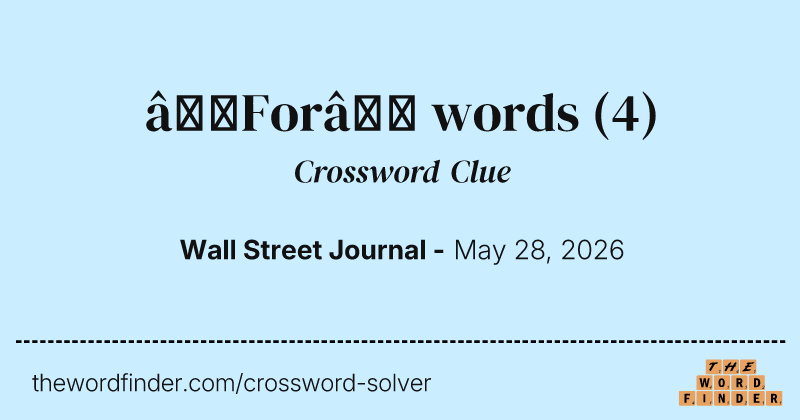 “For” words crossword clue image
