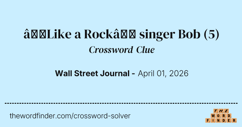 “Like a Rock” singer Bob crossword clue image