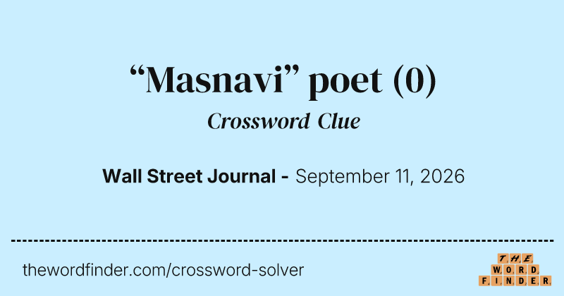 “Masnavi” poet crossword clue image