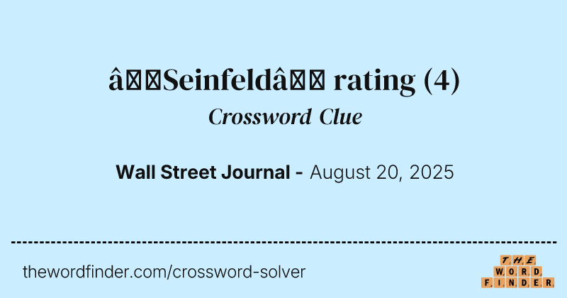 “Seinfeld” rating crossword clue image