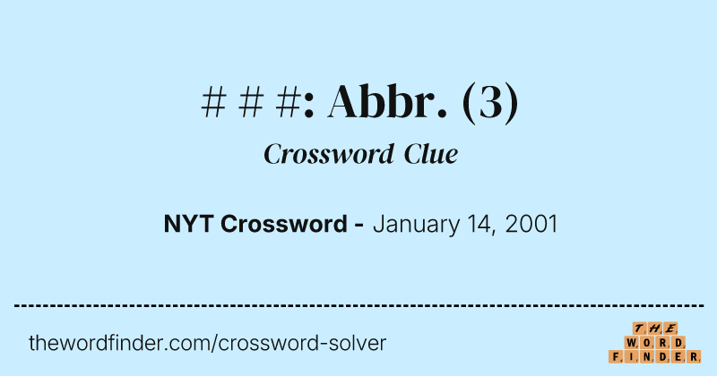 # # #: Abbr. crossword clue image