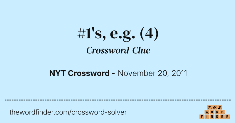 #1's, e.g. crossword clue image