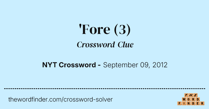 'Fore crossword clue image