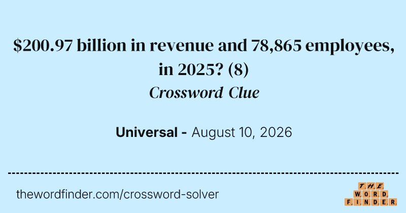 $200.97 billion in revenue and 78,865 employees, in 2025? crossword clue image