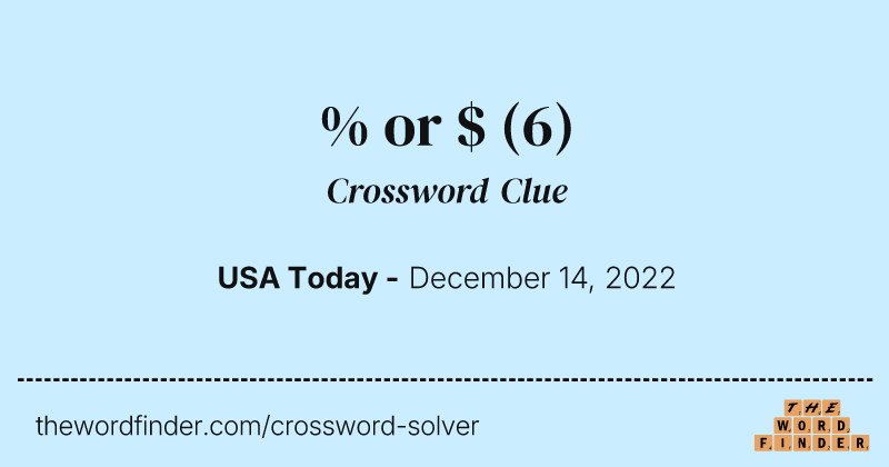 % or $ crossword clue image