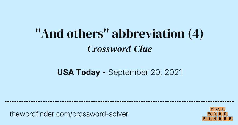 ''And others'' abbreviation crossword clue image