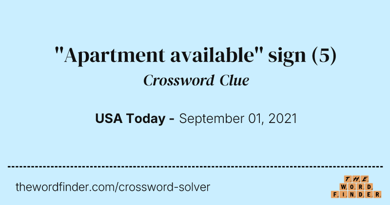 ''Apartment available'' sign crossword clue image
