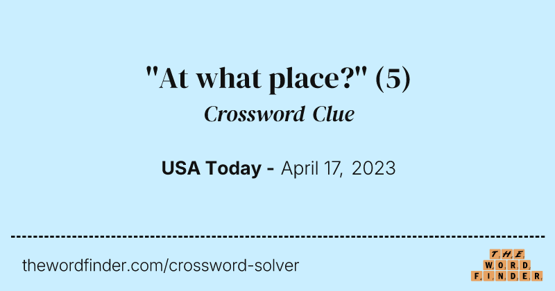 ''At what place?'' crossword clue image