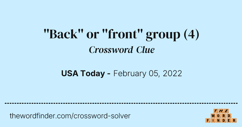''Back'' or ''front'' group crossword clue image
