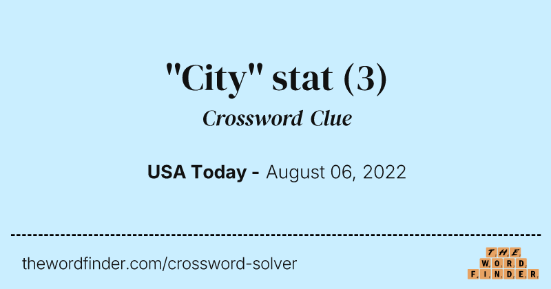 ''City'' stat crossword clue image