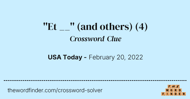 ''Et __'' (and others) crossword clue image