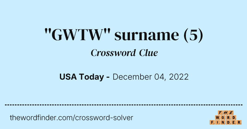 ''GWTW'' surname crossword clue image