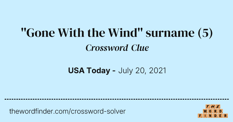 ''Gone With the Wind'' surname crossword clue image