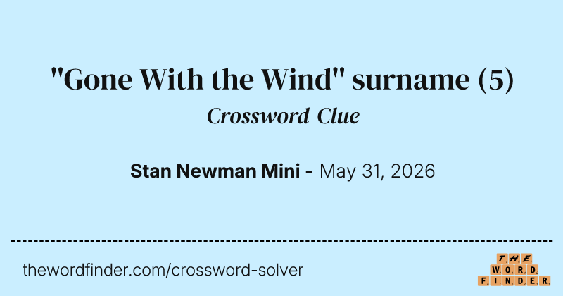 ''Gone With the Wind'' surname crossword clue image