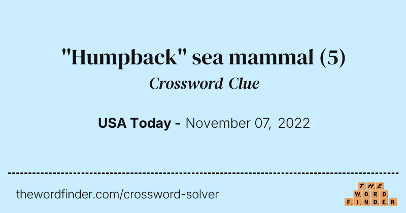 ''Humpback'' sea mammal crossword clue image