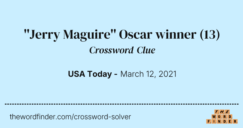 ''Jerry Maguire'' Oscar winner crossword clue image