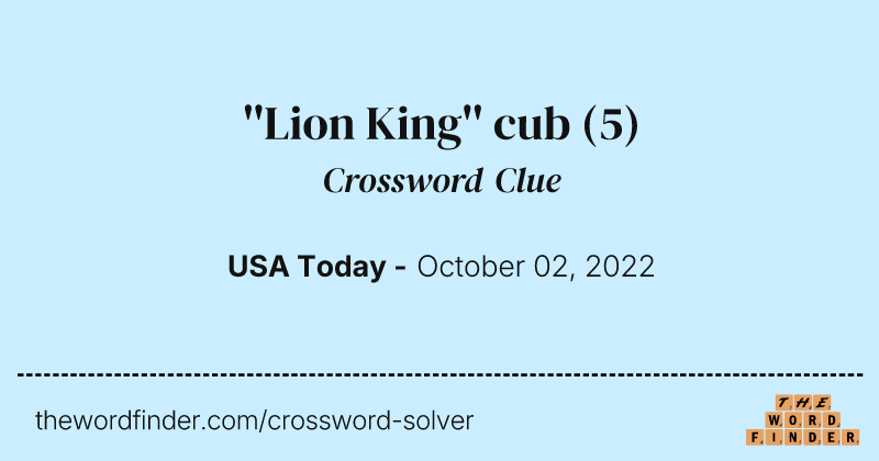 ''Lion King'' cub crossword clue image