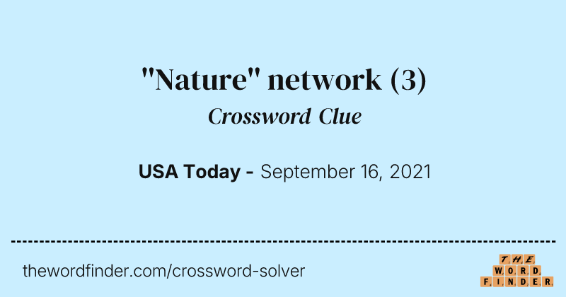 ''Nature'' network crossword clue image