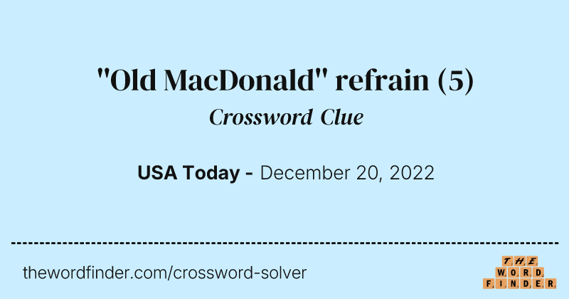 ''Old MacDonald'' refrain crossword clue image