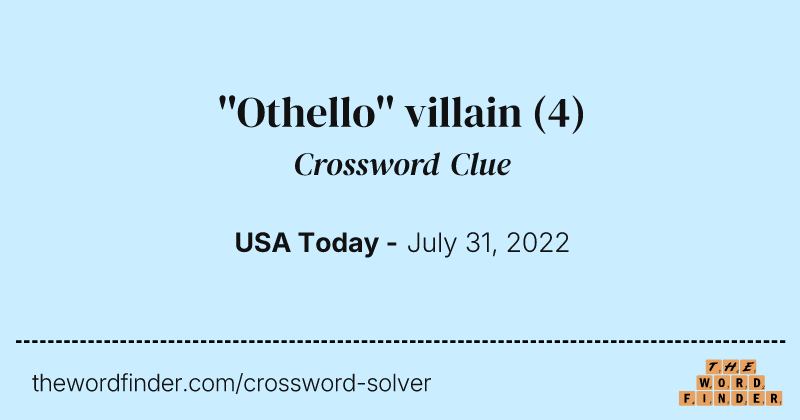 ''Othello'' villain crossword clue image