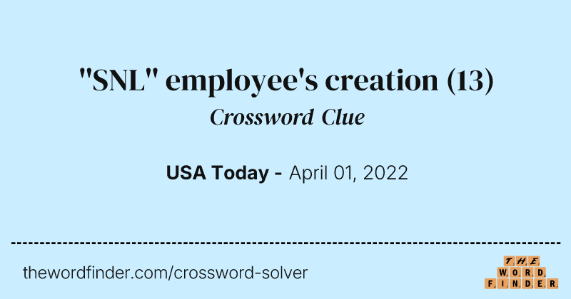 ''SNL'' employee's creation crossword clue image