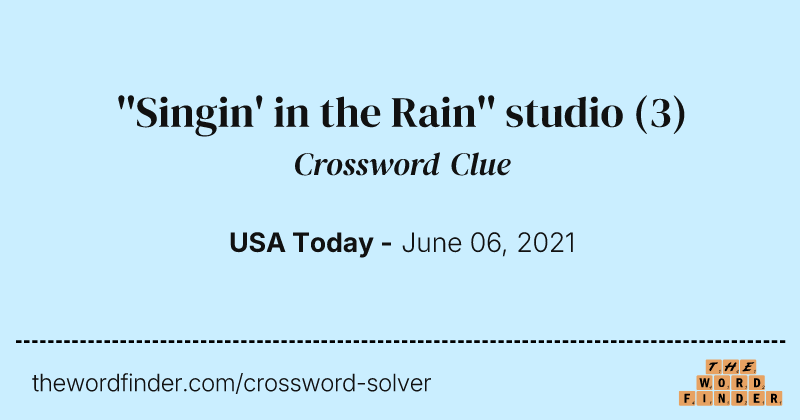 ''Singin' in the Rain'' studio crossword clue image