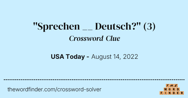 ''Sprechen __ Deutsch?'' crossword clue image