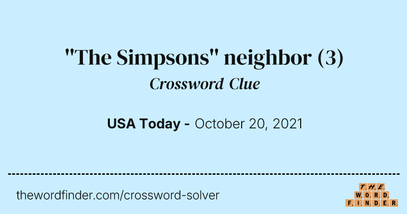 ''The Simpsons'' neighbor crossword clue image