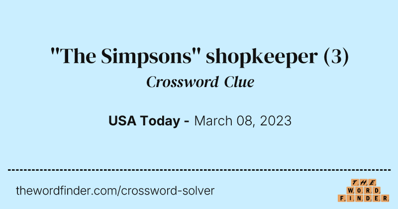 ''The Simpsons'' shopkeeper crossword clue image