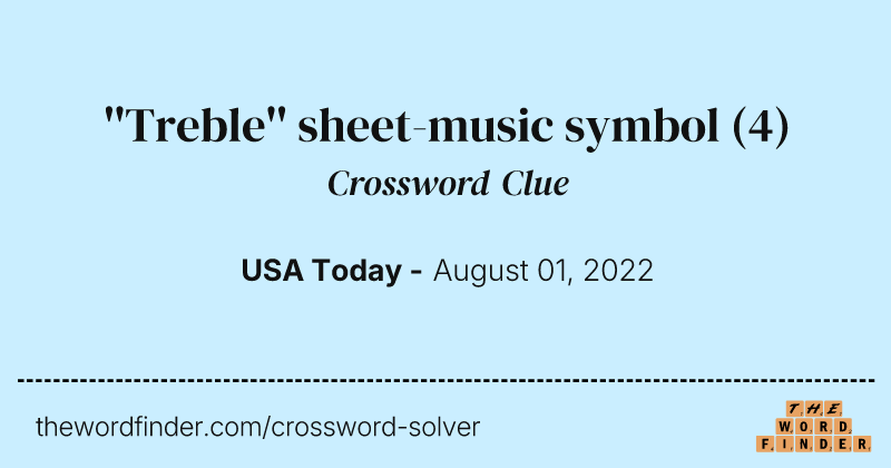 ''Treble'' sheet-music symbol crossword clue image