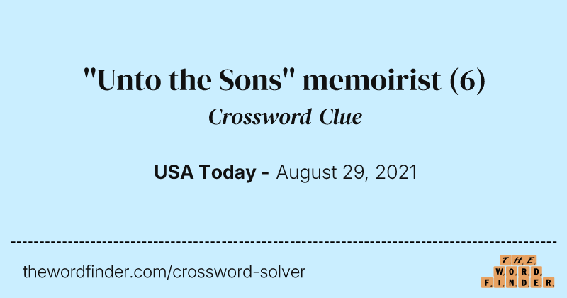 ''Unto the Sons'' memoirist crossword clue image