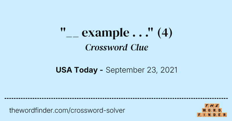 ''__ example . . .'' crossword clue image