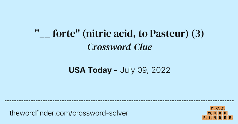 ''__ forte'' (nitric acid, to Pasteur) crossword clue image