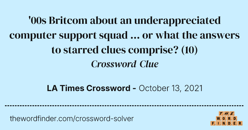 '00s Britcom about an underappreciated computer support squad ... or what the answers to starred clues comprise? crossword clue image