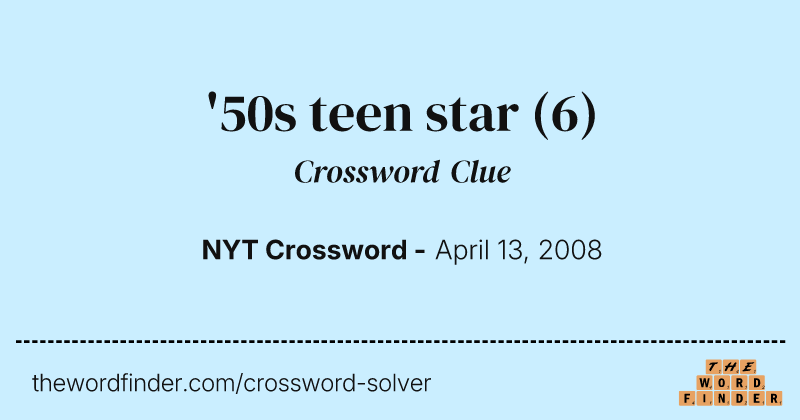 '50s teen star crossword clue image