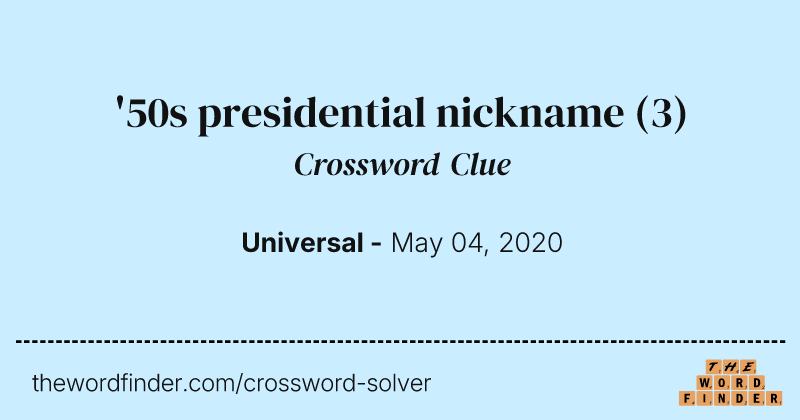 '50s presidential nickname crossword clue image