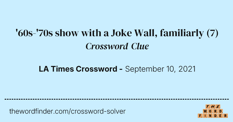 '60s-'70s show with a Joke Wall, familiarly crossword clue image