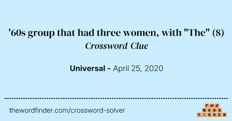 '60s group that had three women, with "The" crossword clue image