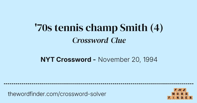'70s tennis champ Smith crossword clue image