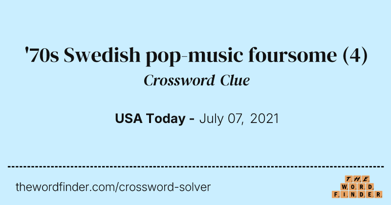 '70s Swedish pop-music foursome crossword clue image