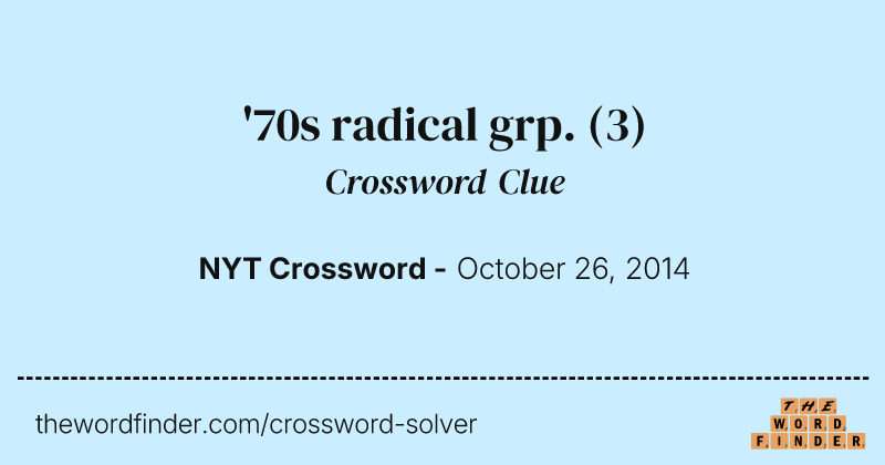 '70s radical grp. crossword clue image