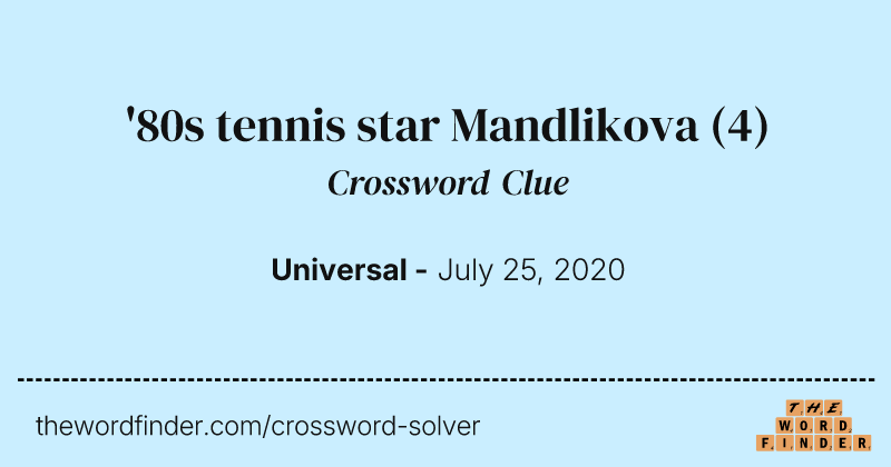 '80s tennis star Mandlikova crossword clue image