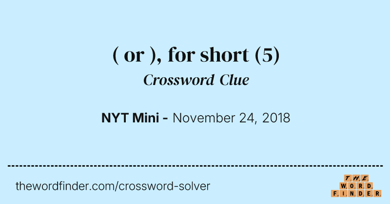 ( or ), for short crossword clue image