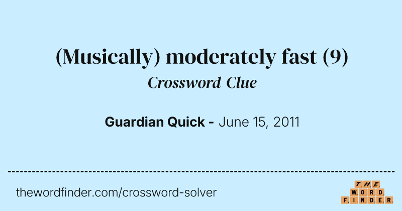 (Musically) moderately fast crossword clue image