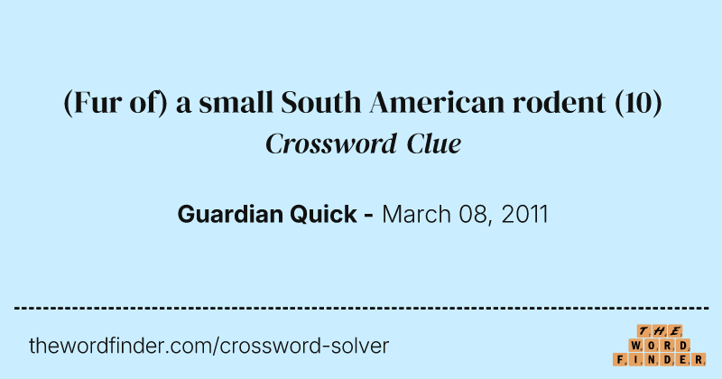 (Fur of) a small South American rodent crossword clue image