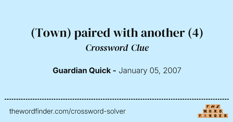 (Town) paired with another crossword clue image