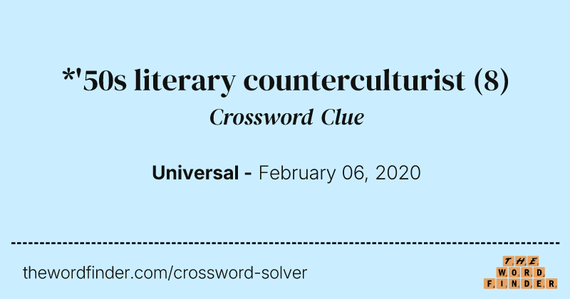 *'50s literary counterculturist crossword clue image